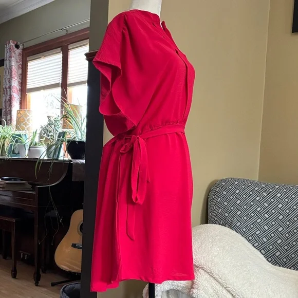 🆕 Chic iyla Coral/Red V-Neck Dress, NWT, Size XL - Picture 9 of 12